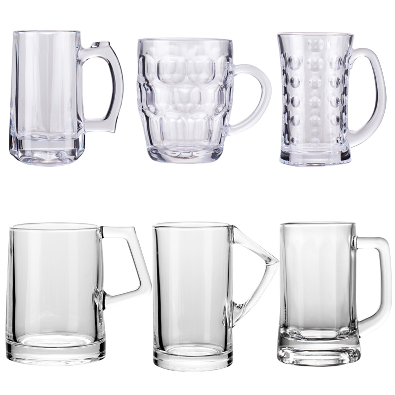 Design custom logo beer glass mug with handlePopular