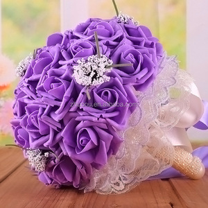 Bouquets <span class=keywords><strong>de</strong></span> mariage artificiels en satin PE faits à la main ZERO, hauteur 9 pouces, pour la <span class=keywords><strong>mariée</strong></span> - Product Image 2