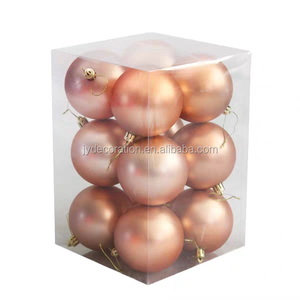 Palla da appendere in <span class=keywords><strong>oro</strong></span> ornamento per <span class=keywords><strong>albero</strong></span> di natale forniture per decorazioni natalizie Welcom OEM 12 pezzi/scatola in pvc - Product Image 1