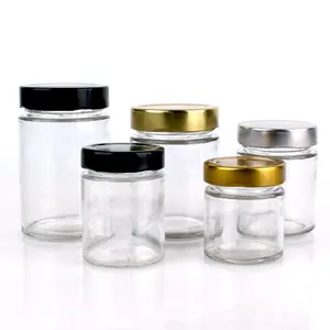 Baru Silinder 120Ml 4Oz 160Ml 220Ml 330Ml 400Ml 580Ml Madu Toples Kaca dengan metal Lid