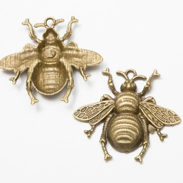 Bán Nóng Tùy Chỉnh Hợp Kim Kẽm Côn Trùng Bee Pendant Charms Đối DIY Trang Sức Làm
