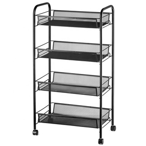 OEM 550-69C à 4 Niveaux En Métal Maille Chariot Utilitaire Roulant Organisateur De Stockage Étagères de Panier Avec Roues Amovibles - Product Image 1
