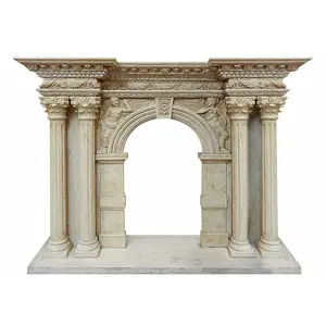 Pillar carved white marble column fireplace