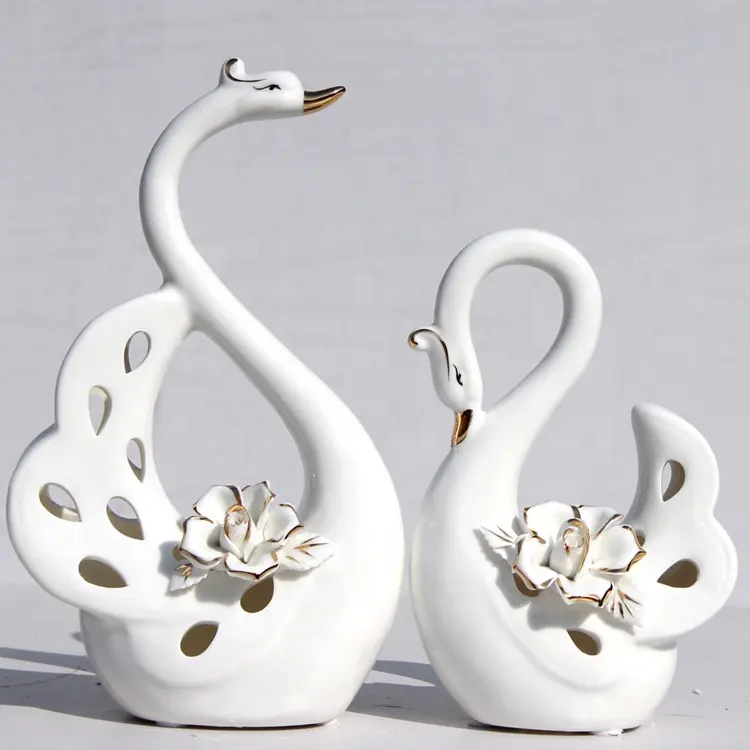Großhandel lieferung von elegante schöne weiße Porzellan schwan figurine keramik ornament hause dekoration
