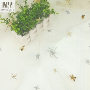 Nanyee Textile Summer Gold <strong>Metallic</strong> Lurex Embroidered <strong>Mesh</strong> With <strong>Sequin</strong> Stars - Product Image 5