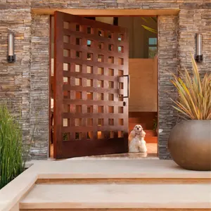 Mahogany Pivot Door with Metal Inlay and Pivot Hinge