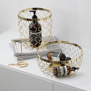 Cesta De Armazenamento De Malha De Fio De Ouro, Home Kitchen Cabinet <span class=keywords><strong>Metal</strong></span> Storage <span class=keywords><strong>Wire</strong></span> <span class=keywords><strong>Basket</strong></span> Storage Holder