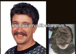 Perruques naturelles remy, <span class=keywords><strong>filet</strong></span> de <span class=keywords><strong>cheveux</strong></span> humains, pour hommes - Product Image 2