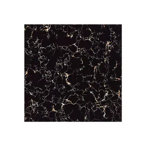 zibo glazed polished porcelain screen printing black marble tiles