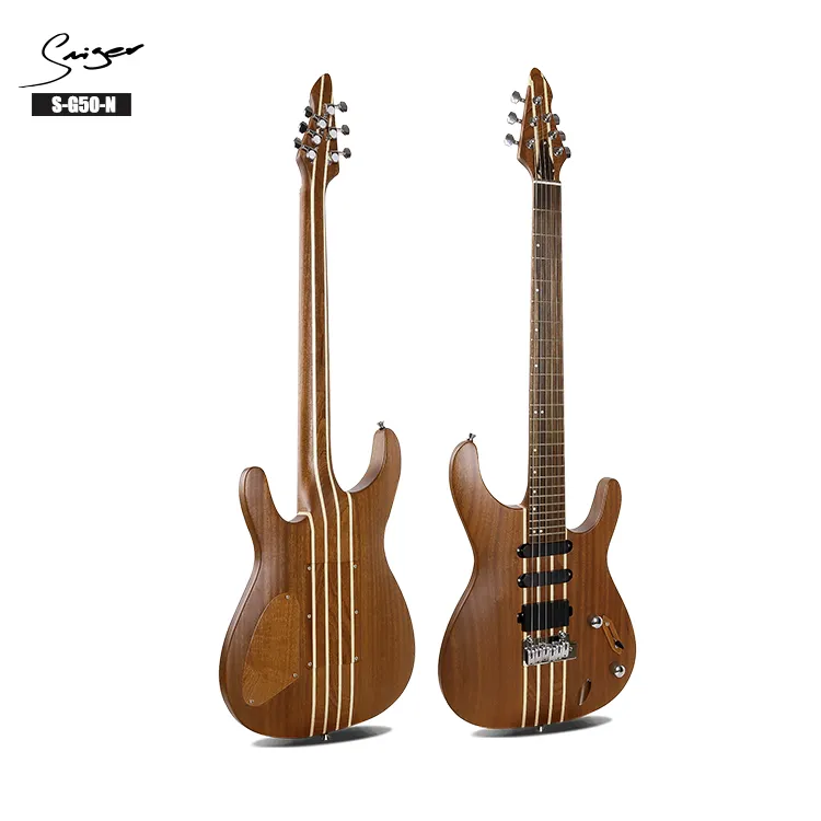 Großhandel 24 Fret Neck Durch Körper Solide Mahagoni Holz ST Stil Elektrische Gitarre