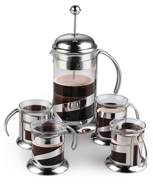 Haonai manufactured french press set 1.5L french press coffee maker + 200ml coffee cup french press