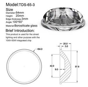 100x60 độ lõm dưới 50 wát 100 wát Đường Phố <span class=keywords><strong>cob</strong></span> <span class=keywords><strong>led</strong></span> thủy tinh ống kính 65-3 - Product Image 2