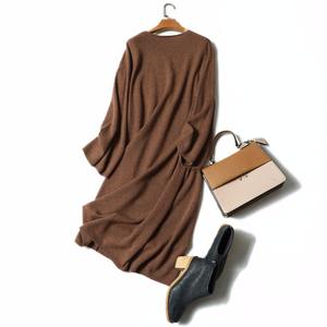 Abiti da <span class=keywords><strong>donna</strong></span> in cashmere lavorato a maglia con scollo a V allentato inverno plus size abiti da <span class=keywords><strong>donna</strong></span> maglione vestito <span class=keywords><strong>abbigliamento</strong></span> <span class=keywords><strong>donna</strong></span> - Product Image 3