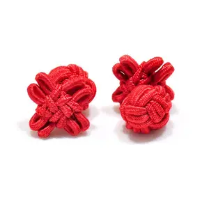 Gemelos de nudo de seda de flor roja Lisa Gemelos versátiles para hombres Mujeres Niños Fiestas Bodas Compromisos Aniversarios