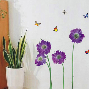 Decoración <span class=keywords><strong>casera</strong></span> elegante púrpura flores a prueba de <span class=keywords><strong>agua</strong></span> etiqueta de la pared - Product Image 3