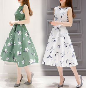Vestidos de Verano para Mujer, Estilo Casual, <span class=keywords><strong>Elegante</strong></span>, Estampado Floral, Sin Mangas, Venta al Por Mayor de Fábrica - Product Image 3