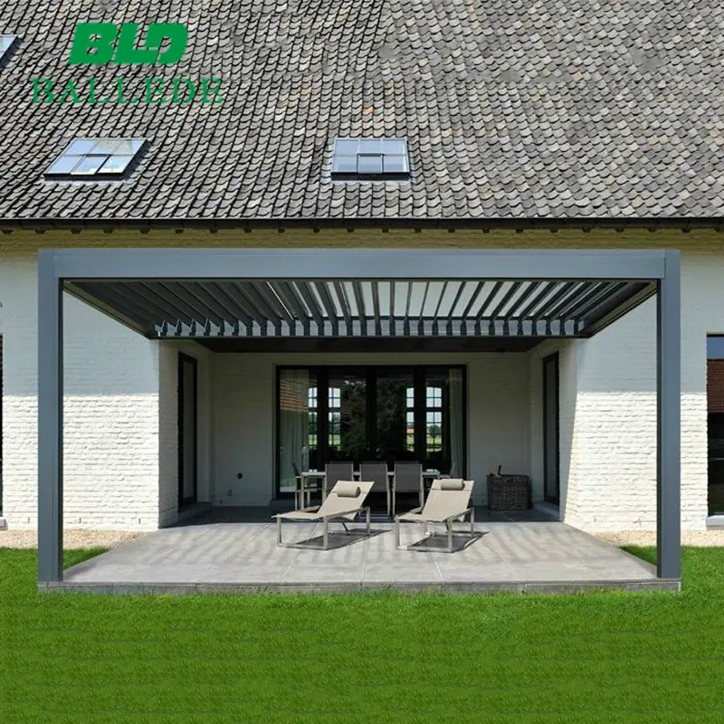 3x4m Control remoto metal enmarcado patio techo bioclimático pérgola de aluminio al aire libre con ventilador