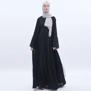 Islamic kleidung china großhandel markt perlen weiche nida muslimische frauen öffnen abaya 2-29 Pieces