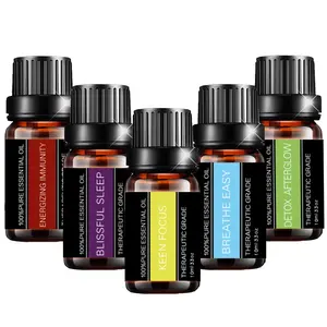 Mélange d'huiles essentielles d'aromathérapie de 10 ml, 6 top de 6 ml, également représentant les résines et l'anxiété, pour le sommeil, respirants