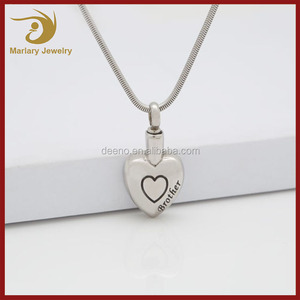 Acero Inoxidable al por mayor Del Corazón Joyas Cremación Colgante Grabado Libre Hermano Palabra - Product Image 2