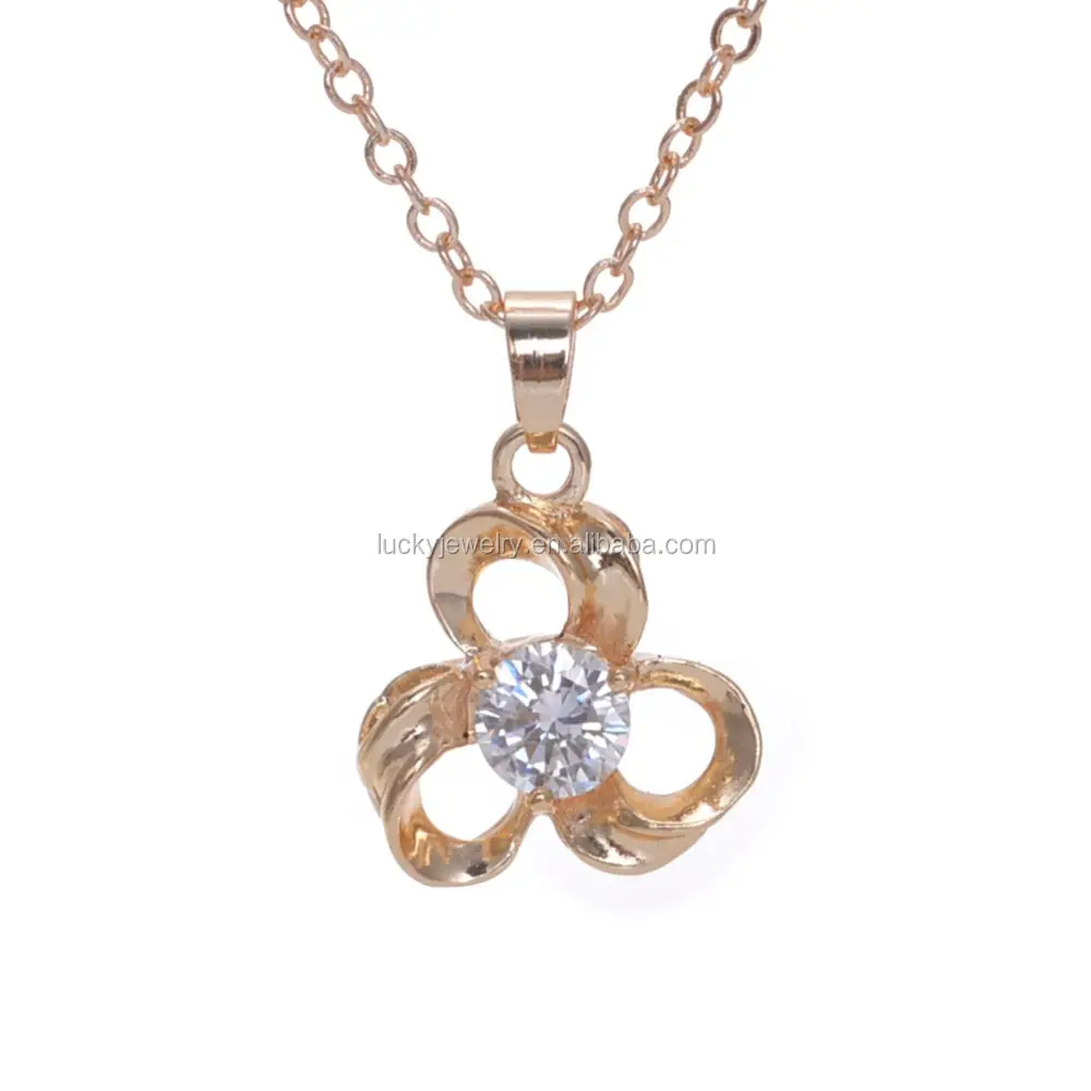 Very Beautiful Flower Shape Zircon Diamond Chain Necklace for Yong Girls Wholesale