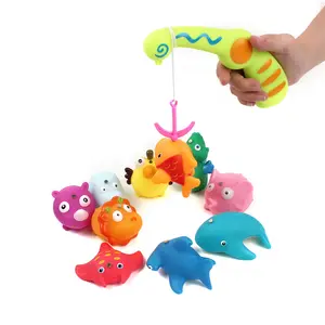Kid Best Gift 10 PCS Set Floating Baby Bath Fishing Toy with Rod