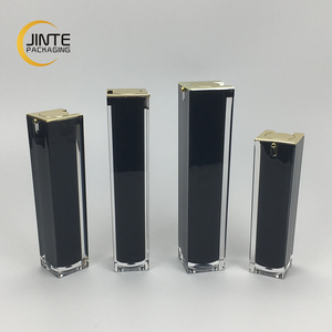 Flacone di Lusso Quadrato in Acrilico per Cosmetici 30ml 1oz 50ml, Flacone Nero in Acrilico per Lozioni per Confezioni di Prodotti per la Cura della Pelle - Product Image 1
