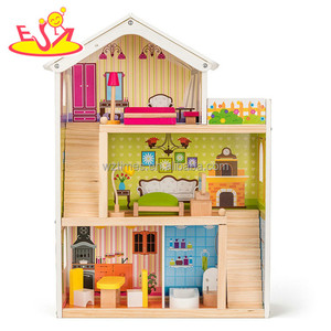 Barato al por mayor rosa <span class=keywords><strong>de</strong></span> <span class=keywords><strong>madera</strong></span> tamaño casa <span class=keywords><strong>de</strong></span> <span class=keywords><strong>muñecas</strong></span> para los niños W06A316 - Product Image 1