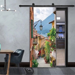 Miroir noir portes de <span class=keywords><strong>grange</strong></span> cadre en verre trempé <span class=keywords><strong>porte</strong></span> de <span class=keywords><strong>grange</strong></span> <span class=keywords><strong>coulissante</strong></span> avec quincaillerie en gros - Product Image 6