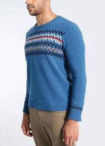 100% <span class=keywords><strong>Pull</strong></span> tricoté en laine d'agneau <span class=keywords><strong>à</strong></span> col rond en jacquard personnalisé pour hommes - Product Image 2