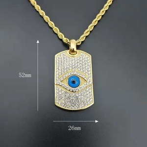 전체 라인 석 신의 눈 목걸이 스테인레스 스틸 골든 펜던트 - Product Image 4