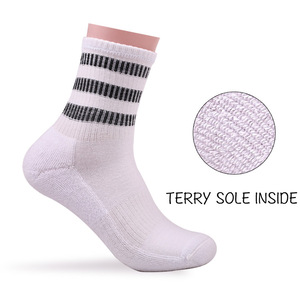 Trường Thiết Kế Terry Đệm Vớ Thoáng Khí Cotton Biểu Tượng Tùy Chỉnh Vớ Thể Thao Ba Sọc Nén Crew Vớ - Product Image 3