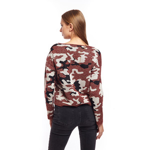 ファッション平野ニットラメ軍事セータープルオーバー用女性 - Product Image 5