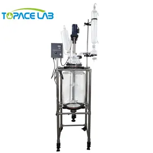 Topacelab 20L High Borosilicate Glass Chemistry Jacketed Reaction Vessel with Chiller and Vacuum Pump PTFE Sealing Material Used