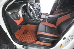 BORNSLLER Tapis <span class=keywords><strong>de</strong></span> sol <span class=keywords><strong>de</strong></span> voiture sportifs en cuir 5D sur mesure et écologiques pour VW Golf 7 Mk7 GTI <span class=keywords><strong>R</strong></span> 2013-2020, surpiqûres rouges, garantie 2 ans - Product Image 4