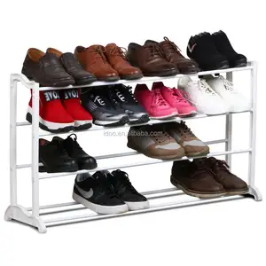 Free Standing 4 Tire 12 Pairs Plastic Amazing Diy Shoe Rack for Home Office