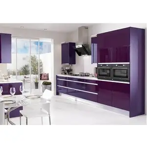 Best quality elegant purple high gloss kitchen cabinet