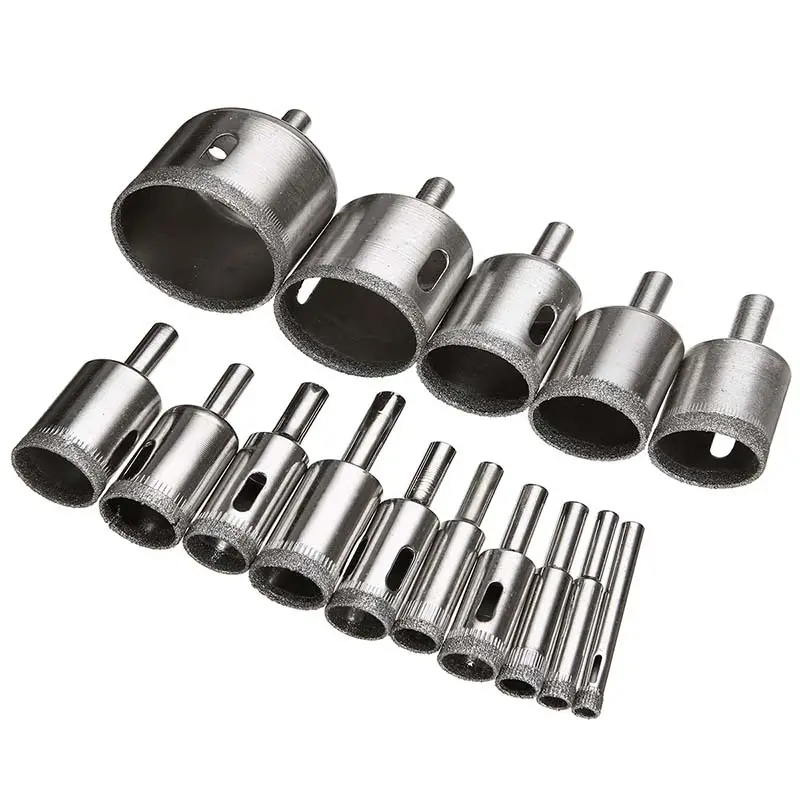 15 pcs Diamond Revestido Broca Conjunto de Mármore Da Telha Cerâmica de Vidro Buraco Saw Perfuração Bits Para Ferramentas Eléctricas 6mm-50mm