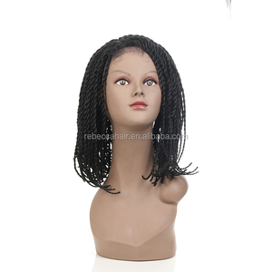 Perruques synthétiques tressées bon marché style bob africain-américain avec dentelle frontale, style sénégalais, pour femmes noires avec <span class=keywords><strong>cheveux</strong></span> de bébé - Product Image 1