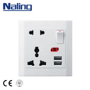 Naling 13A Prise et 1gang 5 Broches Interrupteur Mural Et Prise Avec Double USB