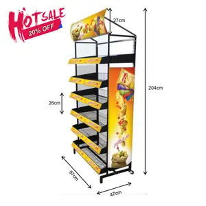 Giantmay Used Candy Rack Chips Display For Advertising Iron Hanging Wire Mesh Basket Stand
