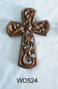 Đúc Sắt Chéo Crucifix Treo Tường Cổ Màu Gỉ 5.625 "Cao