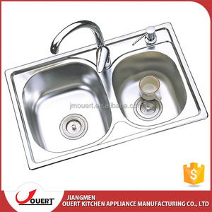 OEM bon prix qualité assuré en acier inoxydable 304 dessus du comptoir de cuisine évier double bol - Product Image 3