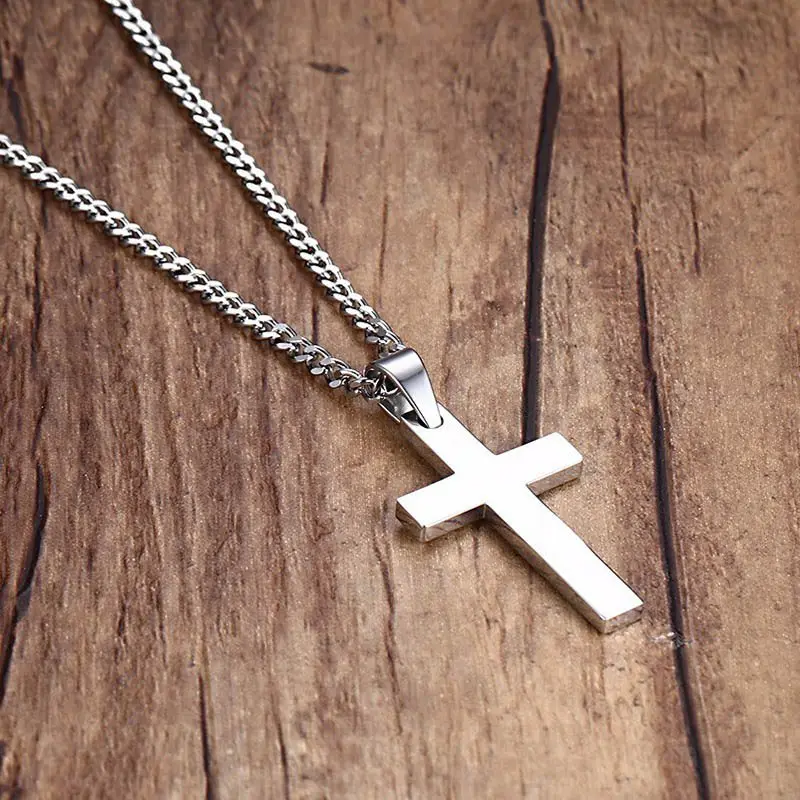 Cross Crucifix Jesus Piece Pendant & Necklace Stainless Steel Gold Silver Color Women Men Chain Christian Jewelry Gifts