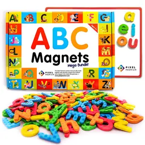 Letras do alfabeto de espuma, kit de letras magnéticas, eva magnético para crianças, unissex, colorida, caixa de cores, ímã e papel