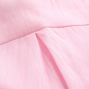 COMMERCIO ALL'INGROSSO MANICA LUNGA DIFFUSIONE DELLE DONNE DEL COLLARE di COLORE <span class=keywords><strong>ROSA</strong></span> <span class=keywords><strong>CAMICIA</strong></span> di <span class=keywords><strong>LINO</strong></span> - Product Image 5