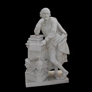 De mármol blanco Shakespeare piedra pensando hombre estatua en venta