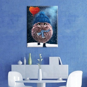 Gros <span class=keywords><strong>psychédélique</strong></span> mur décor belle hibou personnalisé peinture à l'huile - Product Image 2