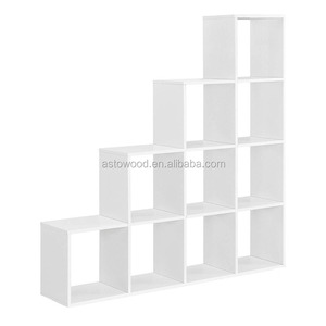 10 Kubus Boekenkast Opslag Unit, Houten Display Rack, Vrijstaande Plank, Scheidingswand Stap Rack, Wit