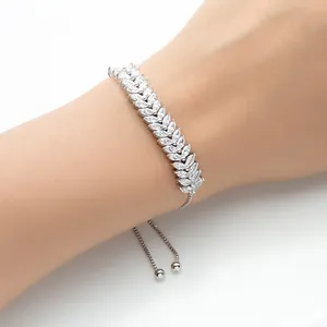 Echsio Bestes Geburtstags geschenk AAA Zirkonia Armband für Frauen Weißgold Marquise Cut Strass Armreif SL078